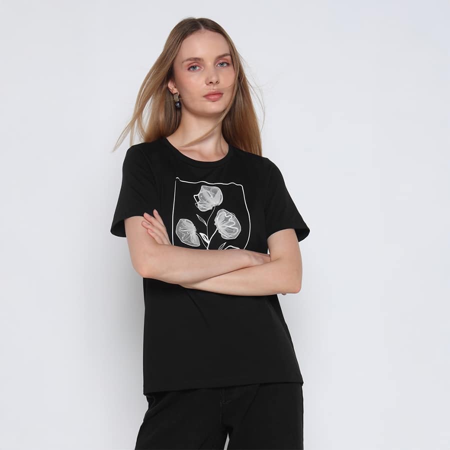Black Embroidered Tshirt