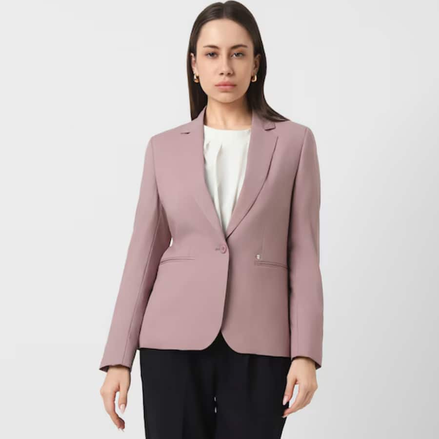 Women Pink Solid Blazer