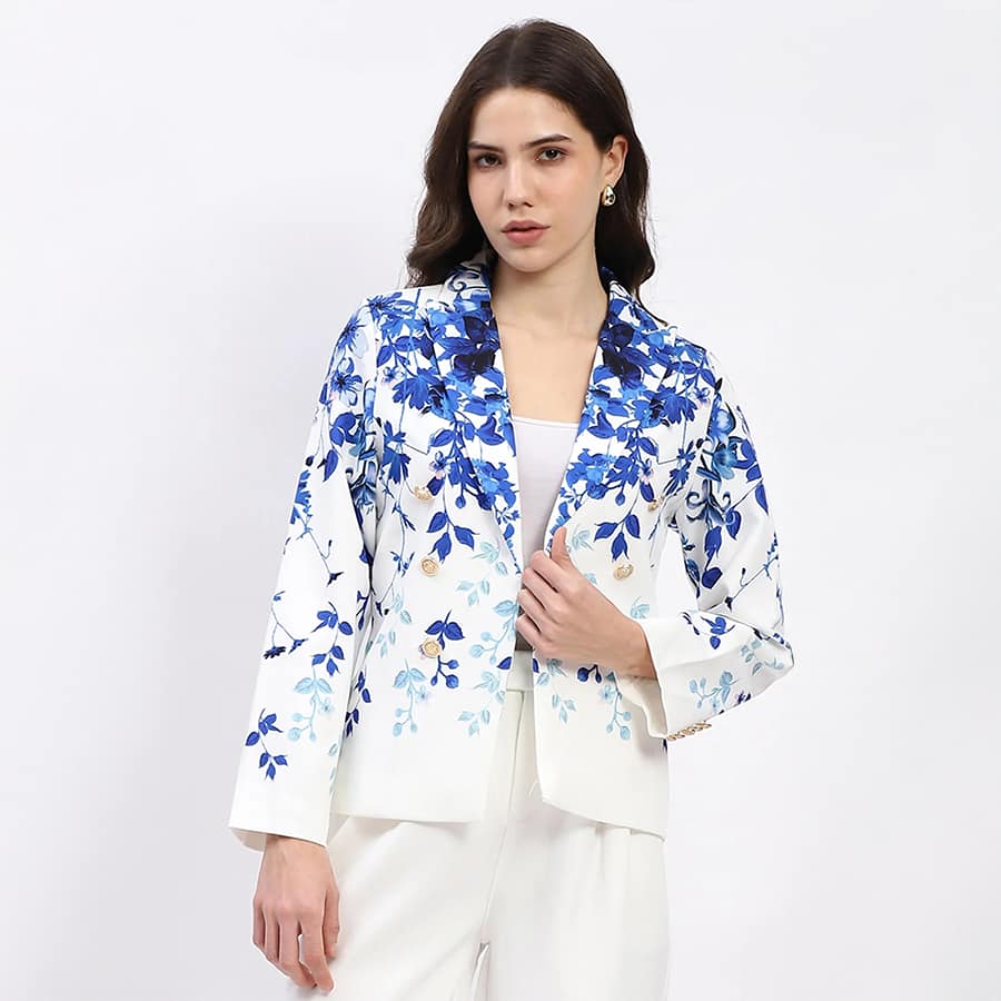 Floral Placement Print Coat