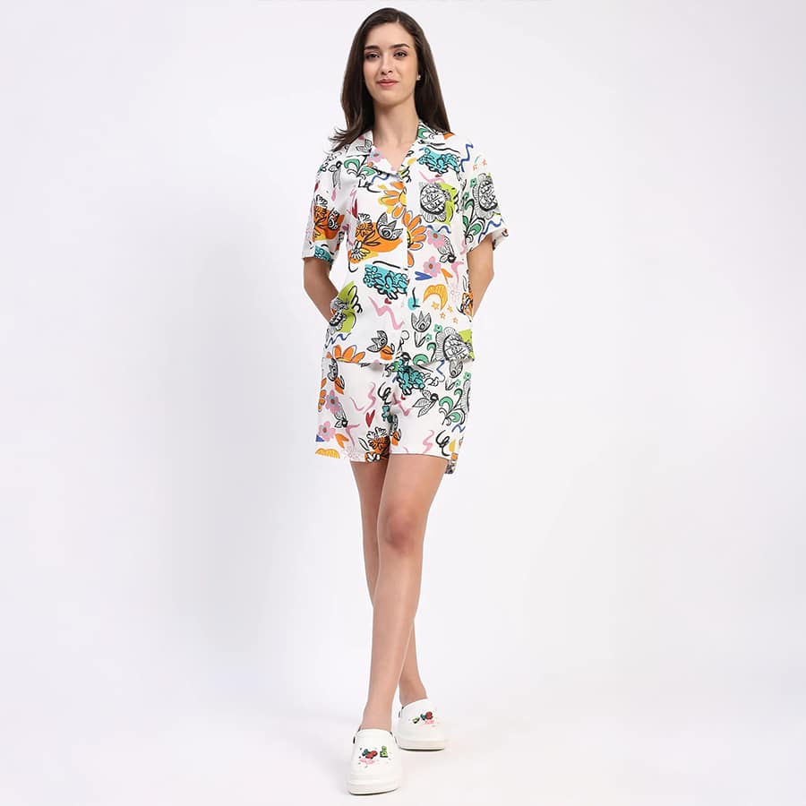 Modal Rayon Quirky Print Short Set