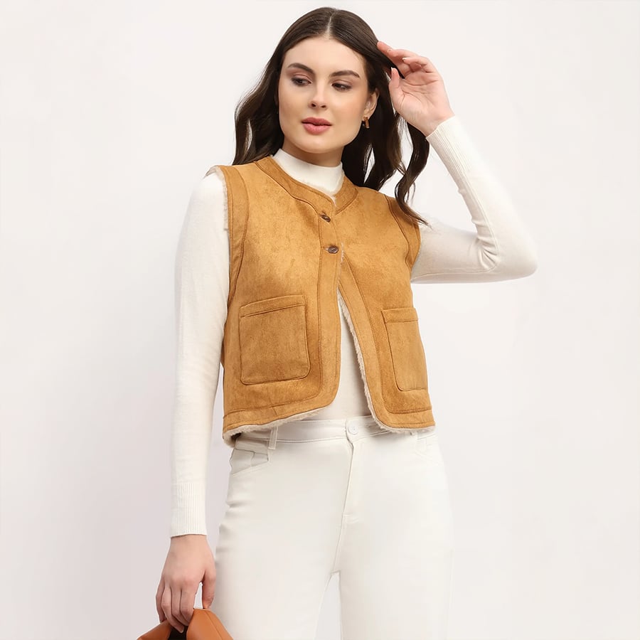 Tan Faux Fur Reversible Jacket