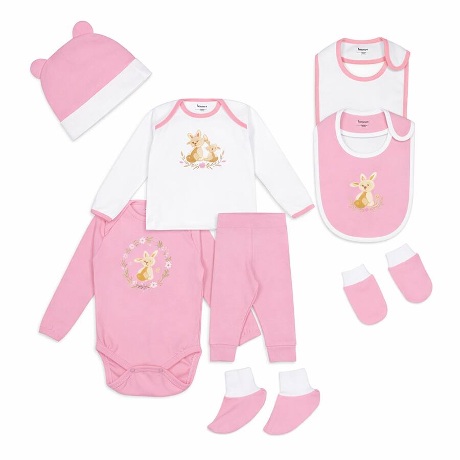 Infant Essentials Gift Set Full Sleeves Parfait Pink - 8 Pieces
