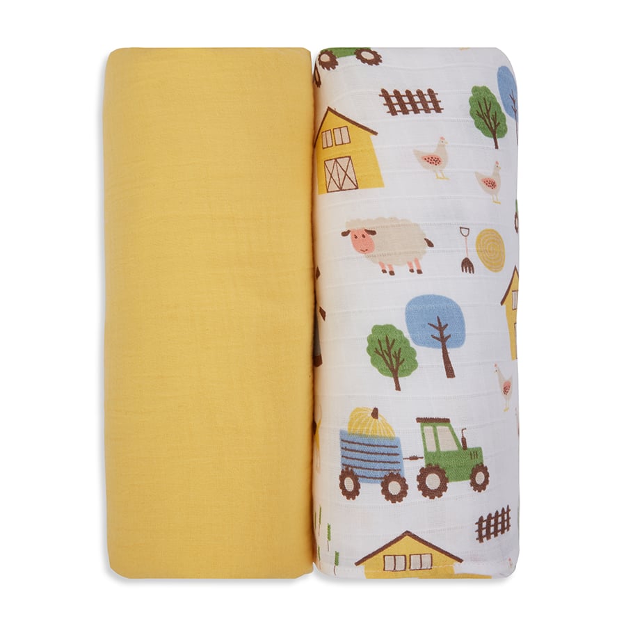 3 in 1 Muslin Swaddle Wrapper Pack of 2 (Size 41x41 Inches)