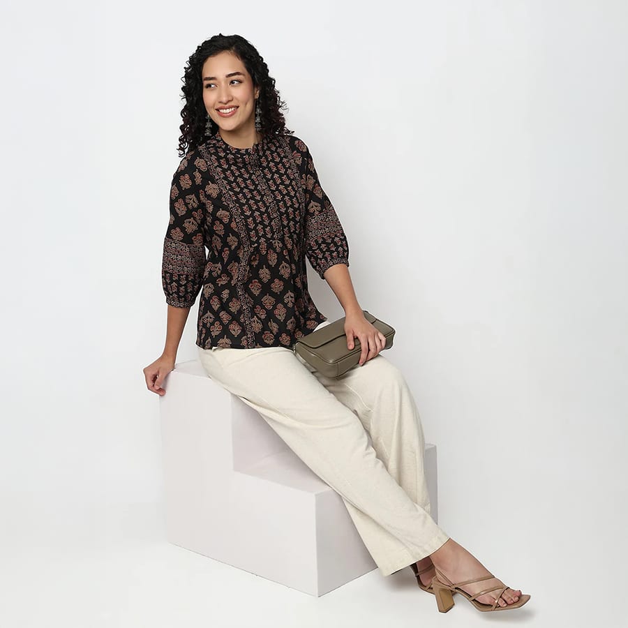 Printed Flared Short Kurta