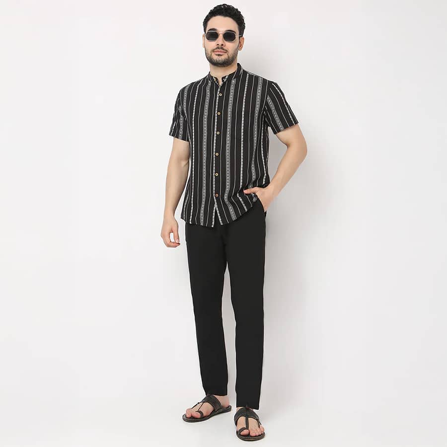 Slim Fit Solid Ankle Length Pants