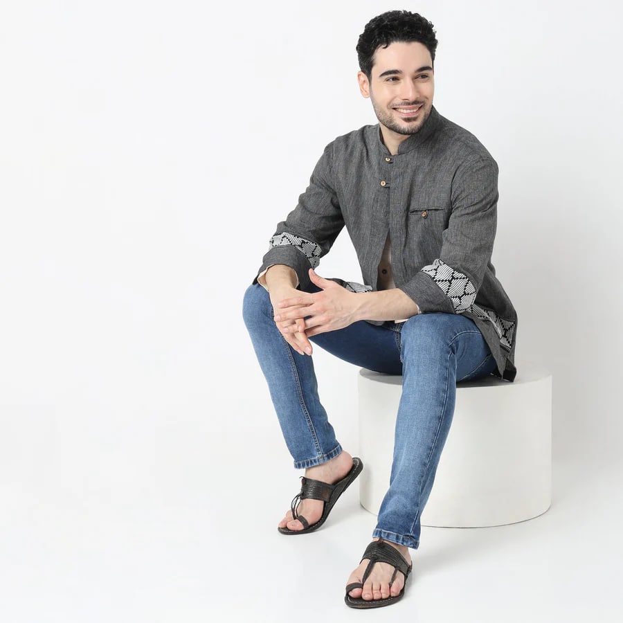 Regular Fit Solid Ethnic Jacket - Style Union