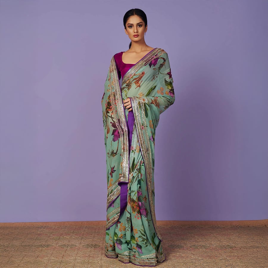 SEQUENCE BORDER SAREE SET