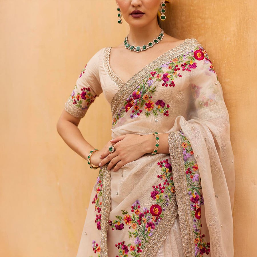 ZARDOZI BORDER SAREE SET
