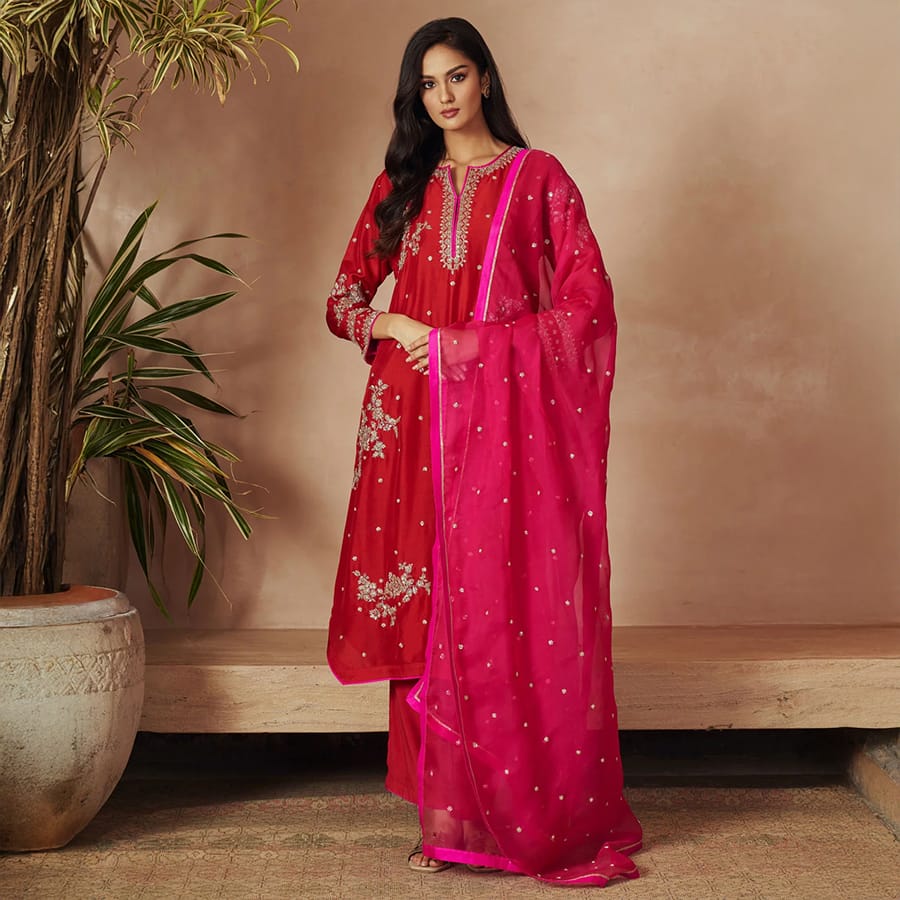 RED KURTA SET