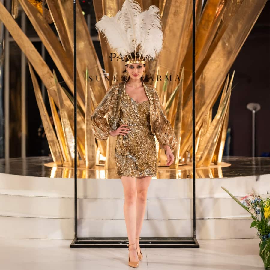 Quetzalli Gold Dress with Jacket