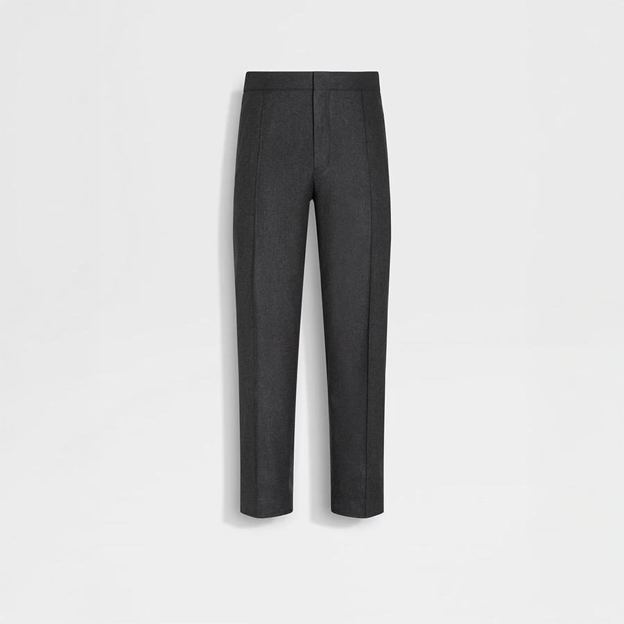 Dark grey wool silk and cashmere pants