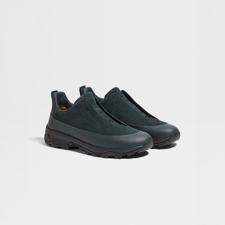 Dark green leather and suede Triple Stitch™ Monte sneakers