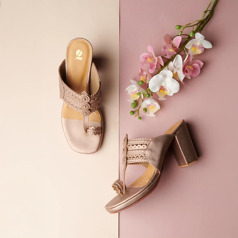 Levels Kolhapuri Heels - Rose Gold