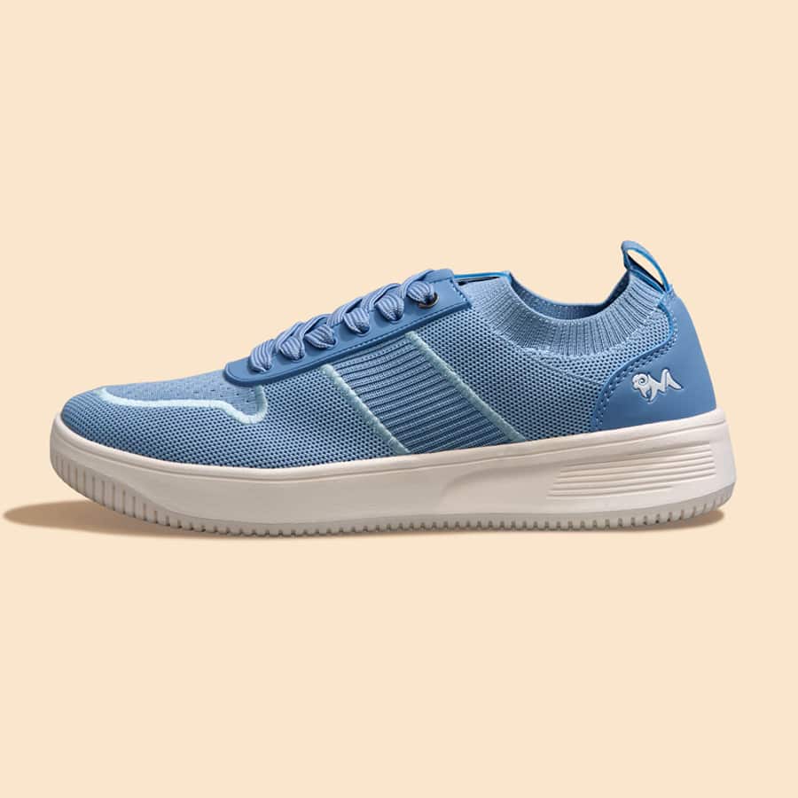 Embroidered Sneakers For Women : Blue Ivory