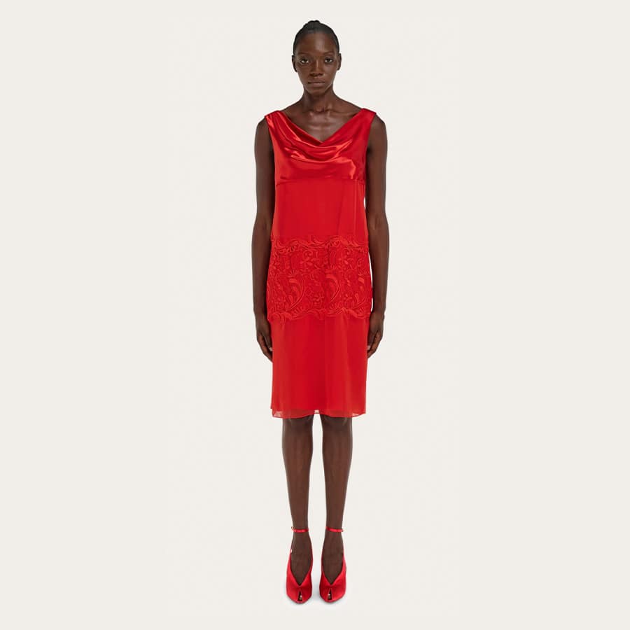 Silk dress with drape detail