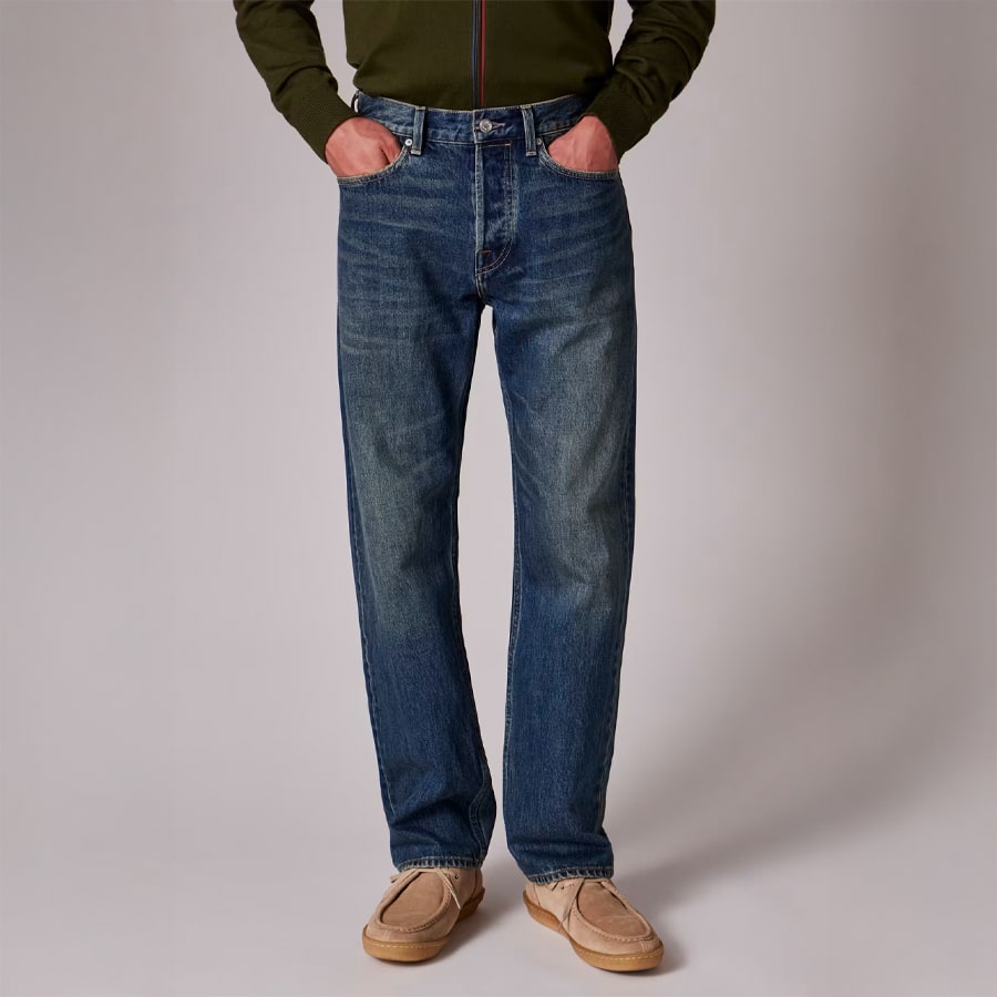 Straight-Fit Vintage-Wash Jeans