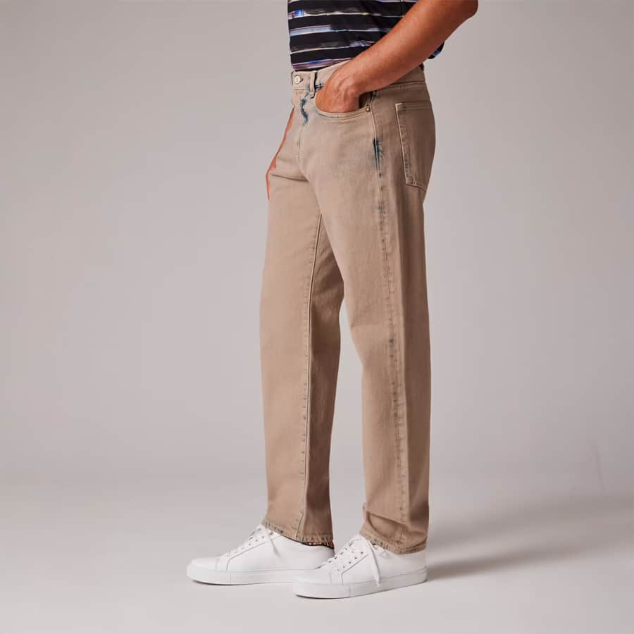 Relaxed Tapered-Fit Bleach-Wash Jeans