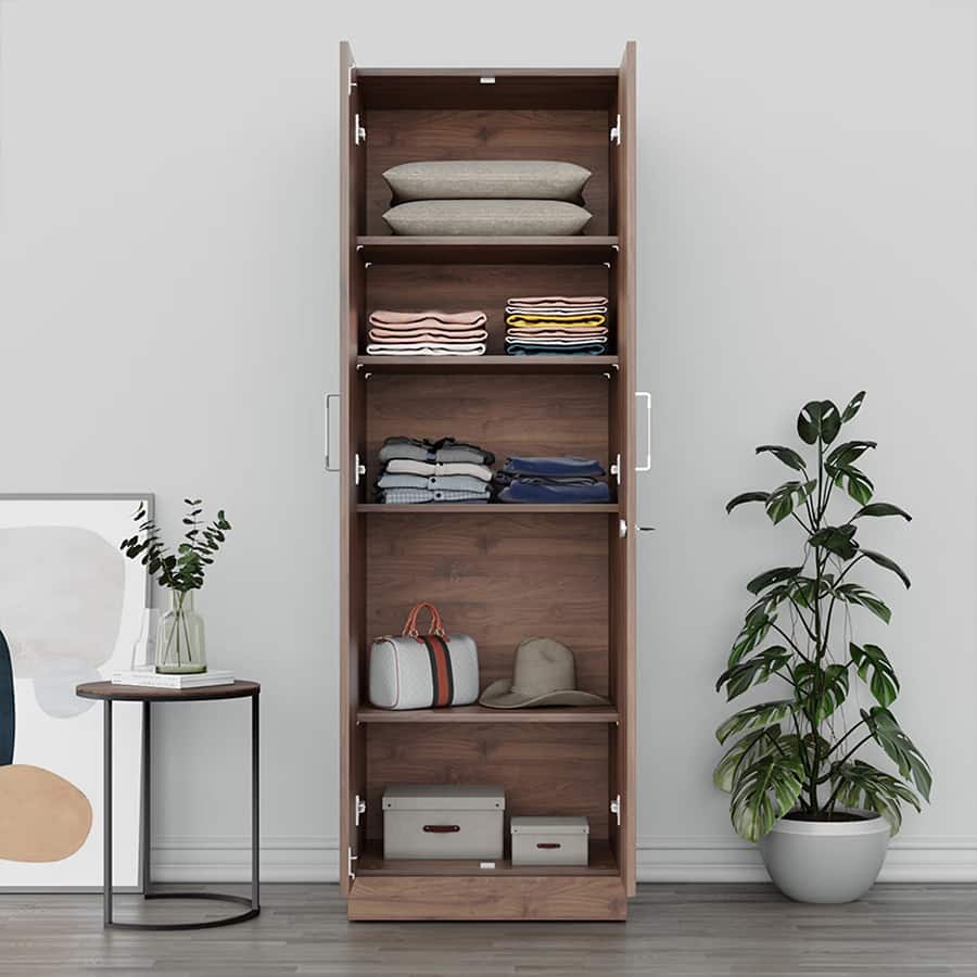 Twill 2 Door Compact Wardrobe Wall Anchored