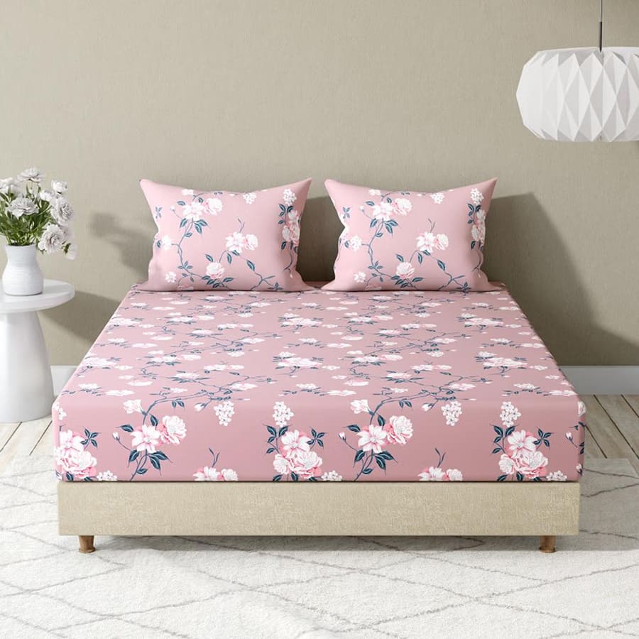 Cotton 220 TC Flat Bedsheet With 1 Pillow Cover _ Single Size (90x60 inches)