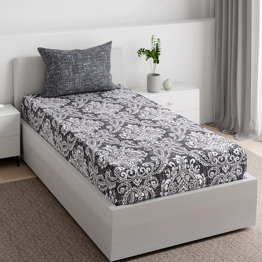 Cotton Super Soft Flat Bedsheet With 1 Pillow Cover - Temika Single Size (90x60 inches)