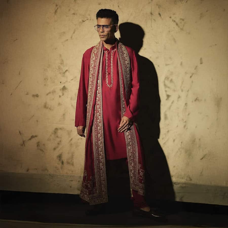 Karan Johar In Belong Kurta Shawl Set