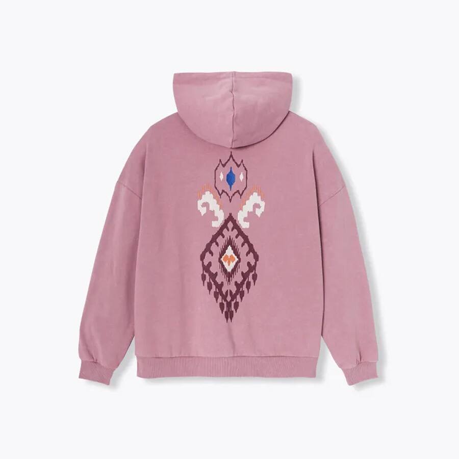 Embroidered hooded sweatshirt - Pink