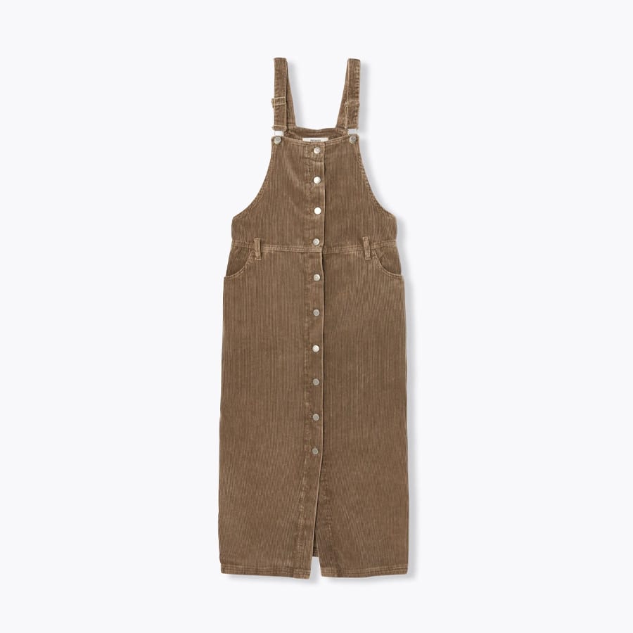Corduroy dungaree dress - Beige