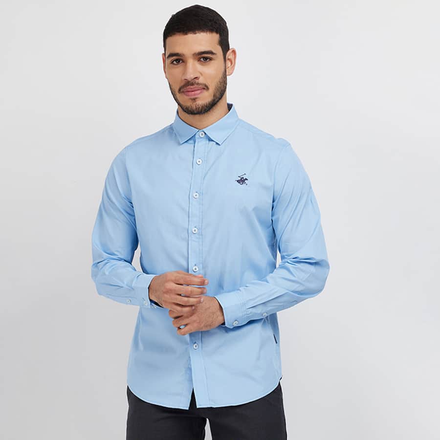 Logo Embroidered Long Sleeves Shirt