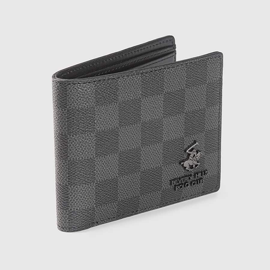 Checkered Leather Bi-Fold Wallet