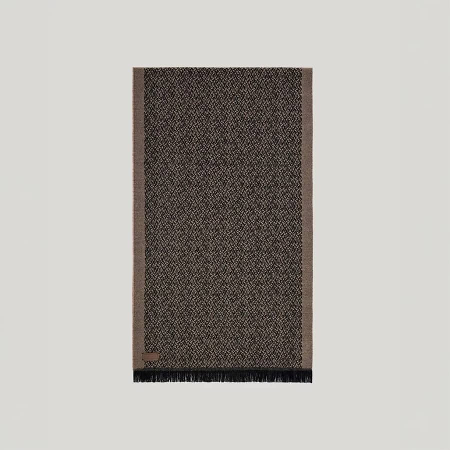 Brown micro textured virgin wool scarf