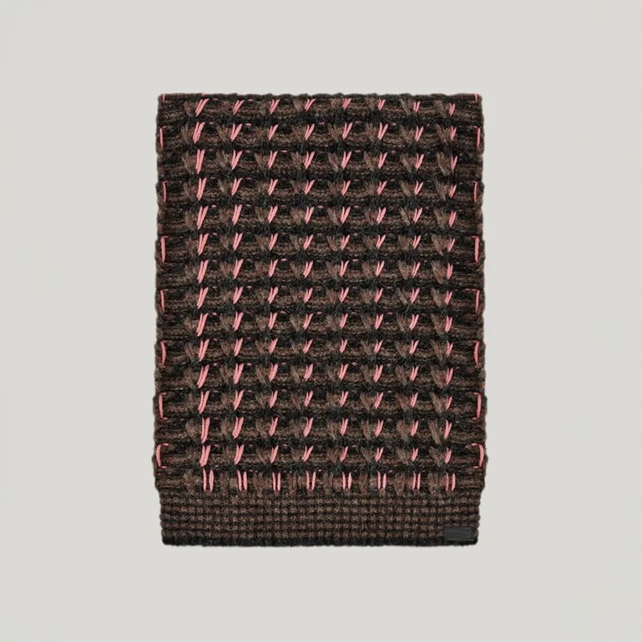 Macro jacquard patterned alpaca and wool knit scarf
