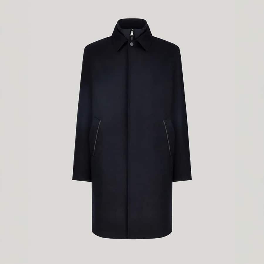 Blue pure Impeccabile wool car coat with inner vest