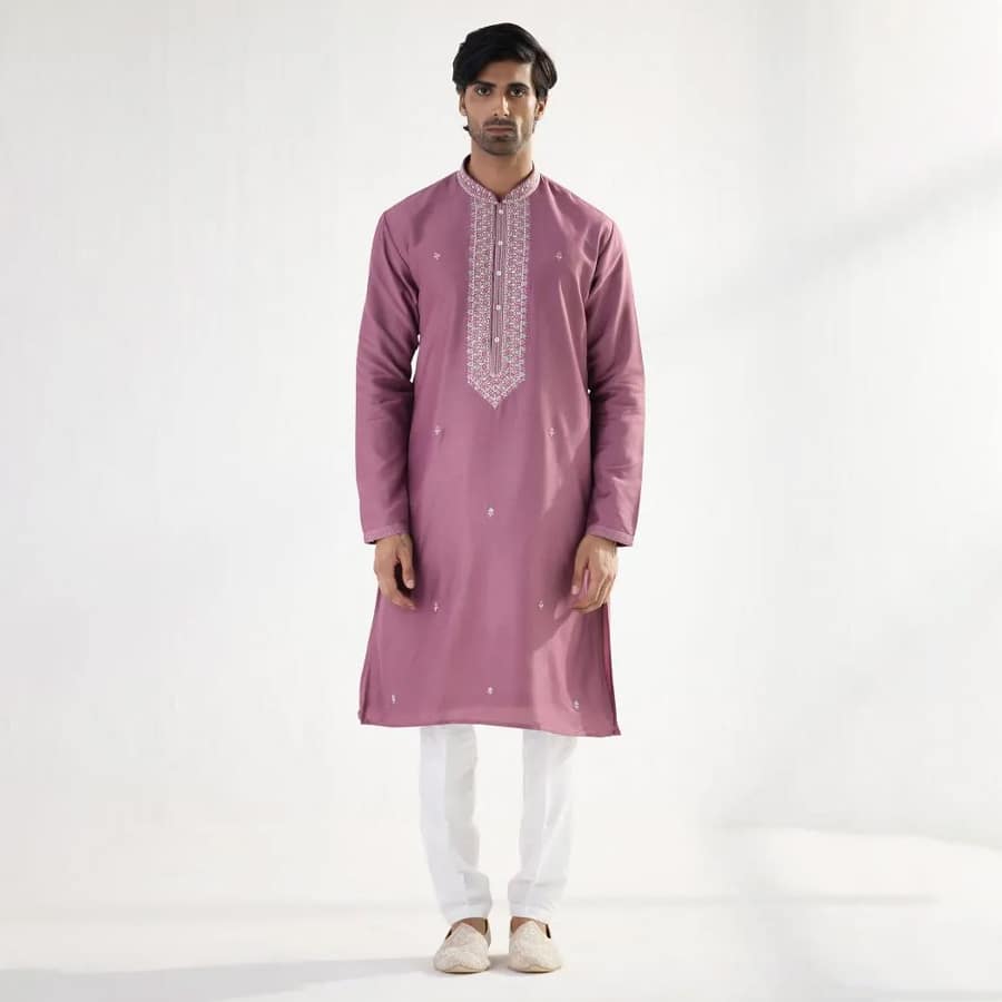 Onion Pink Chanderi Cotton Kurta Set