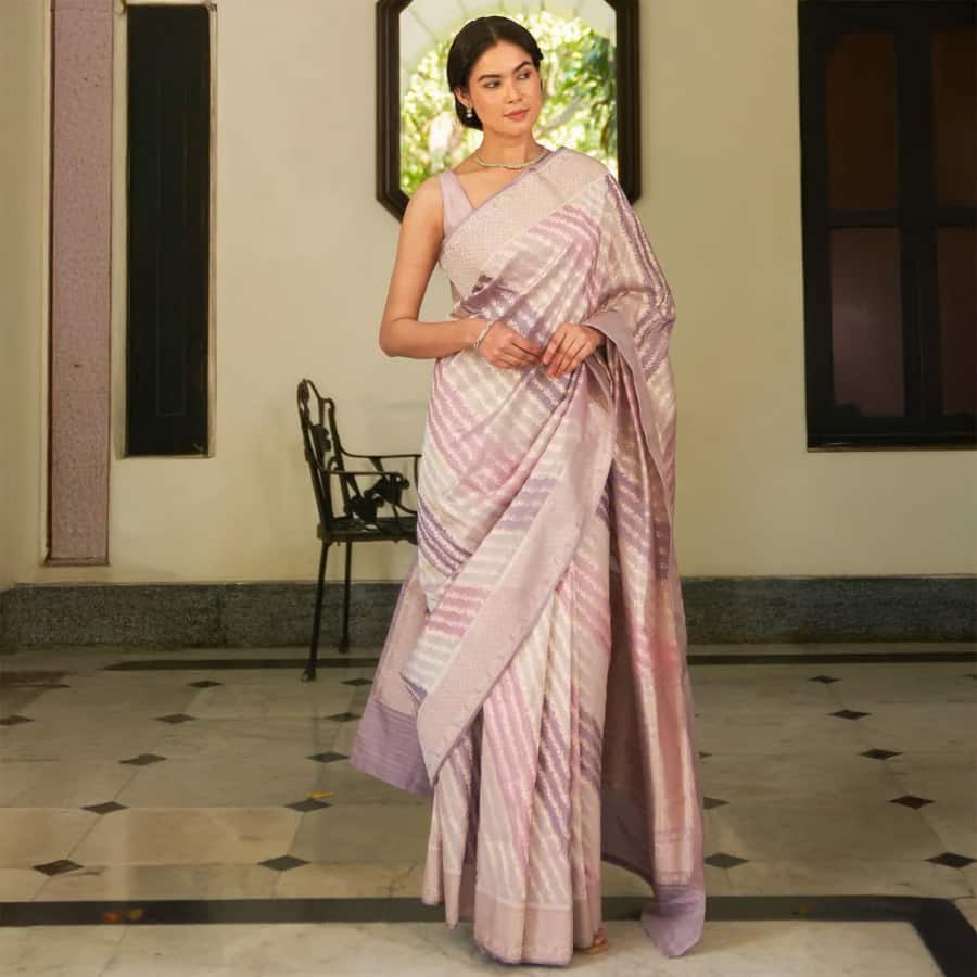 Lavender Katan Silk Tissue Saree