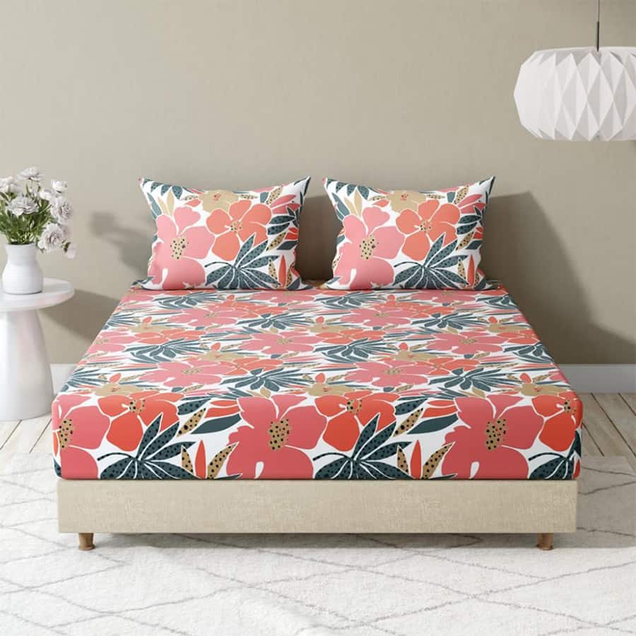 100% Cotton 200 TC Flat Bedsheet With 1 Pillow Cover | Single Size (90x60 inches) | Bingo
