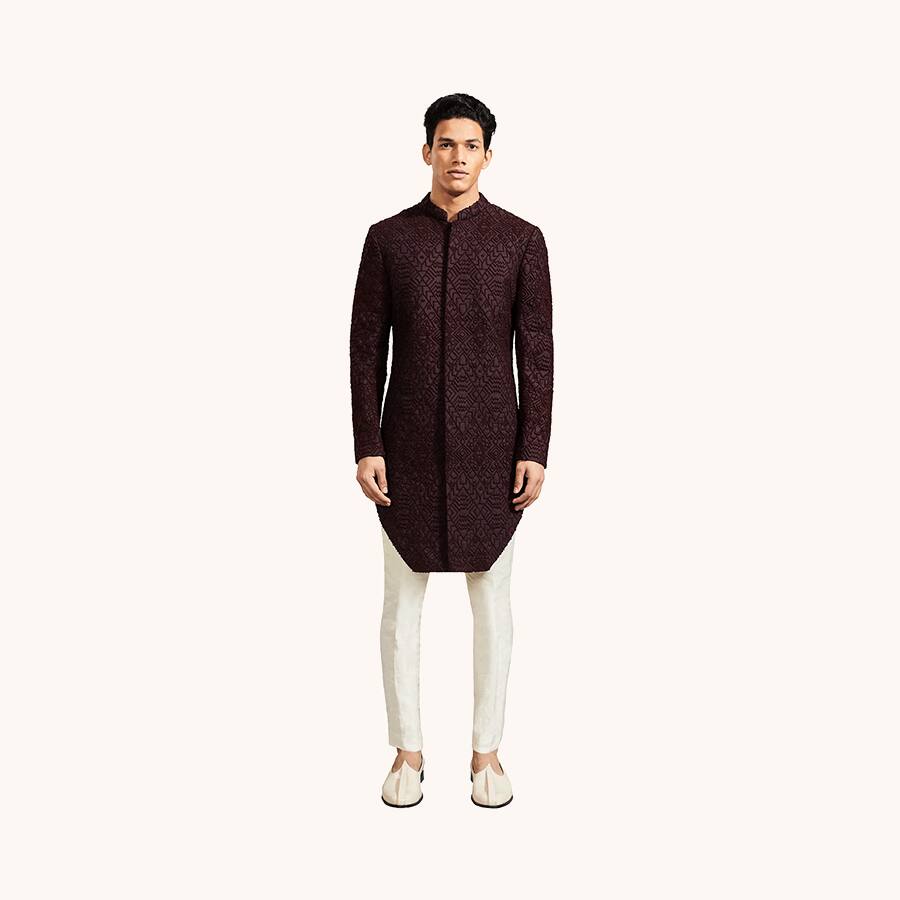 SINGLE GEOMETRIC MAROON JACKET