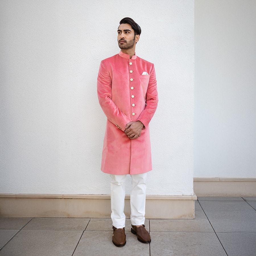 Pink Opulent Velvet Achkan