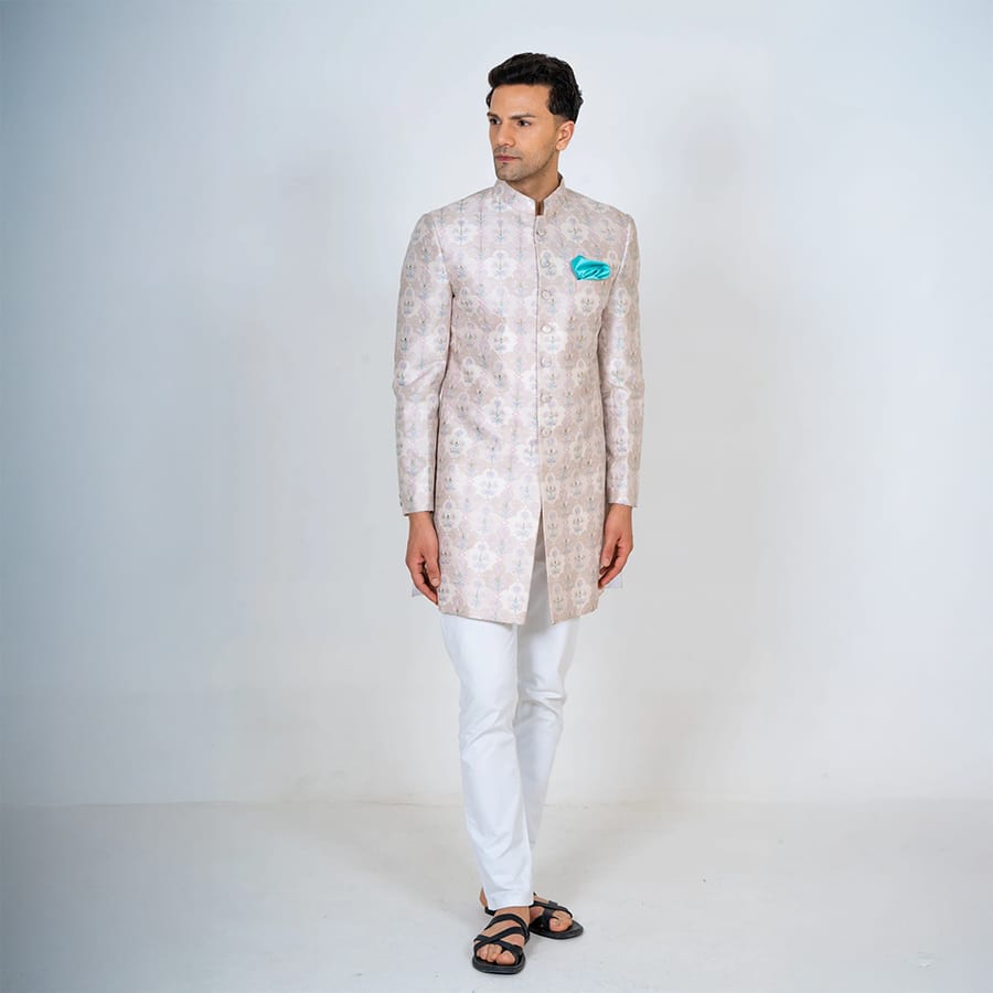 Printed Silk Achkan Top