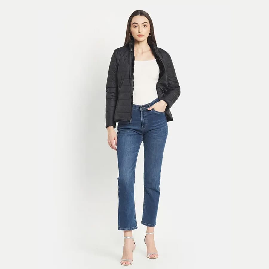 Mettle Women Blue Straight Fit Light Fade Stretchable Jean