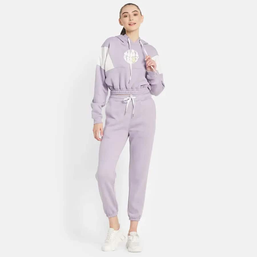 Mettle Women Purple Printed Tracksuits