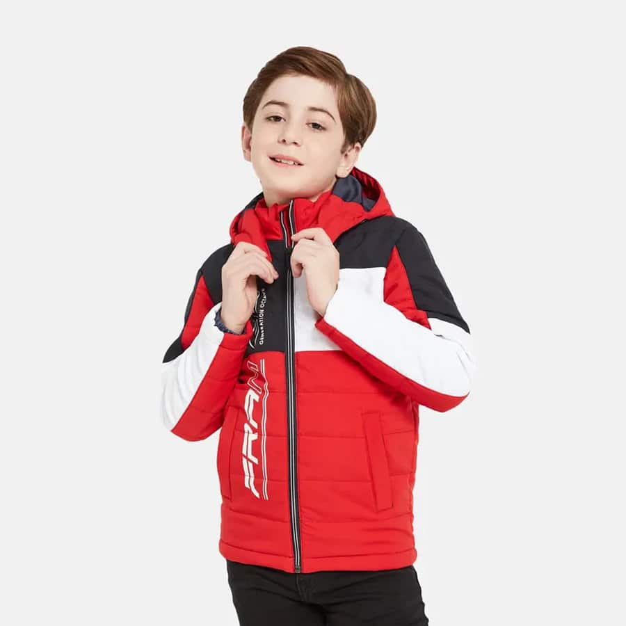 Octave Boys Red Colourblocked Sporty Jacket