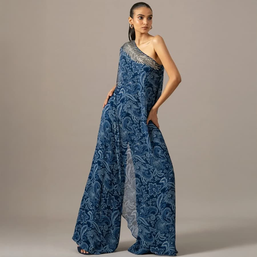 Paisley One Shoulder Fern Jumpsuit