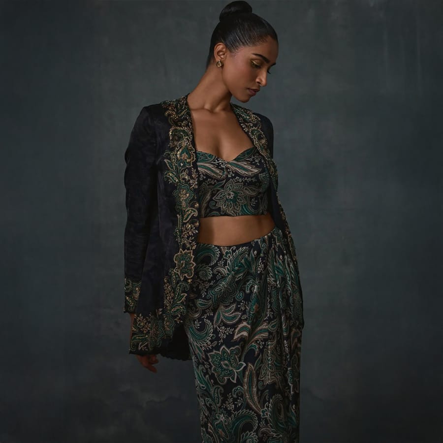 Paisley Jacket And Skirt Set