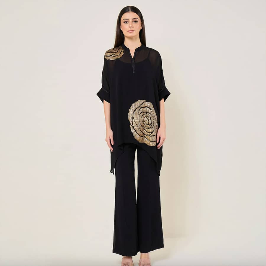 ROSETTE BARK ZIPPER TUNIC