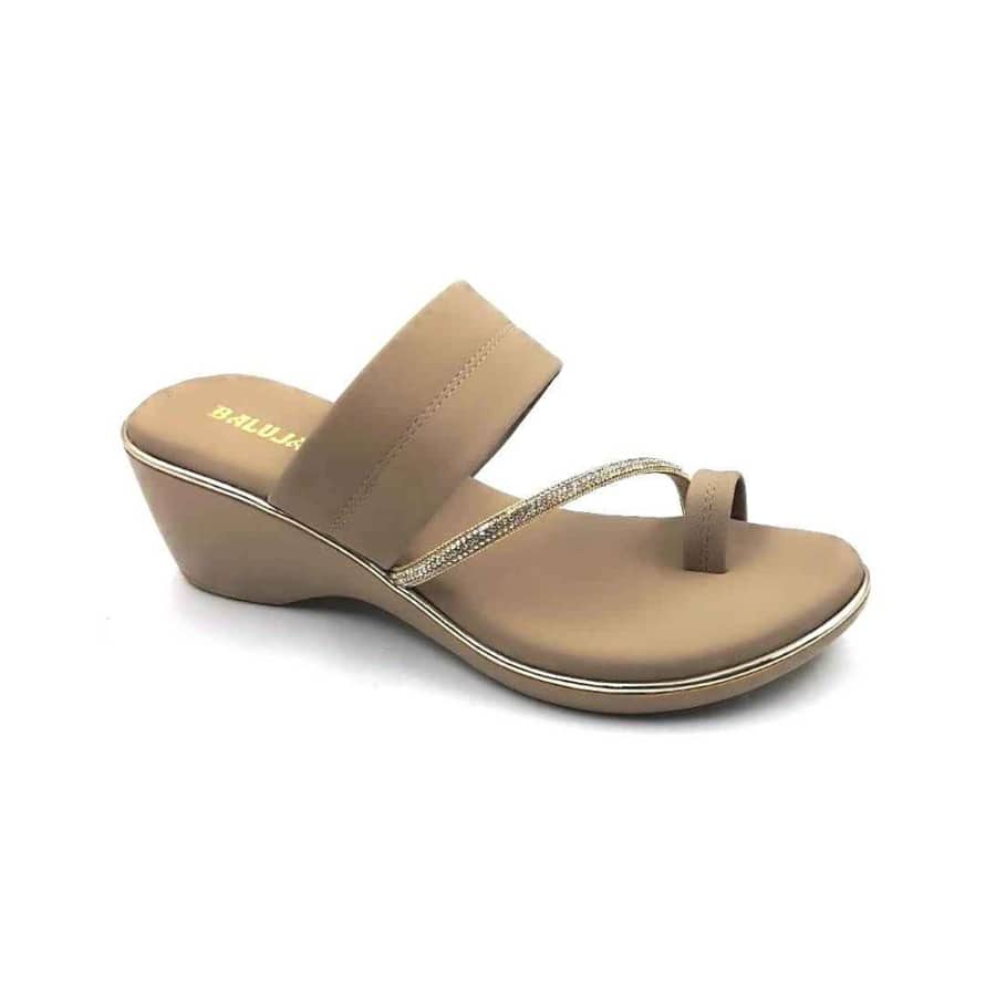 Balujas Beige Wedge Heel Ladies Slipper