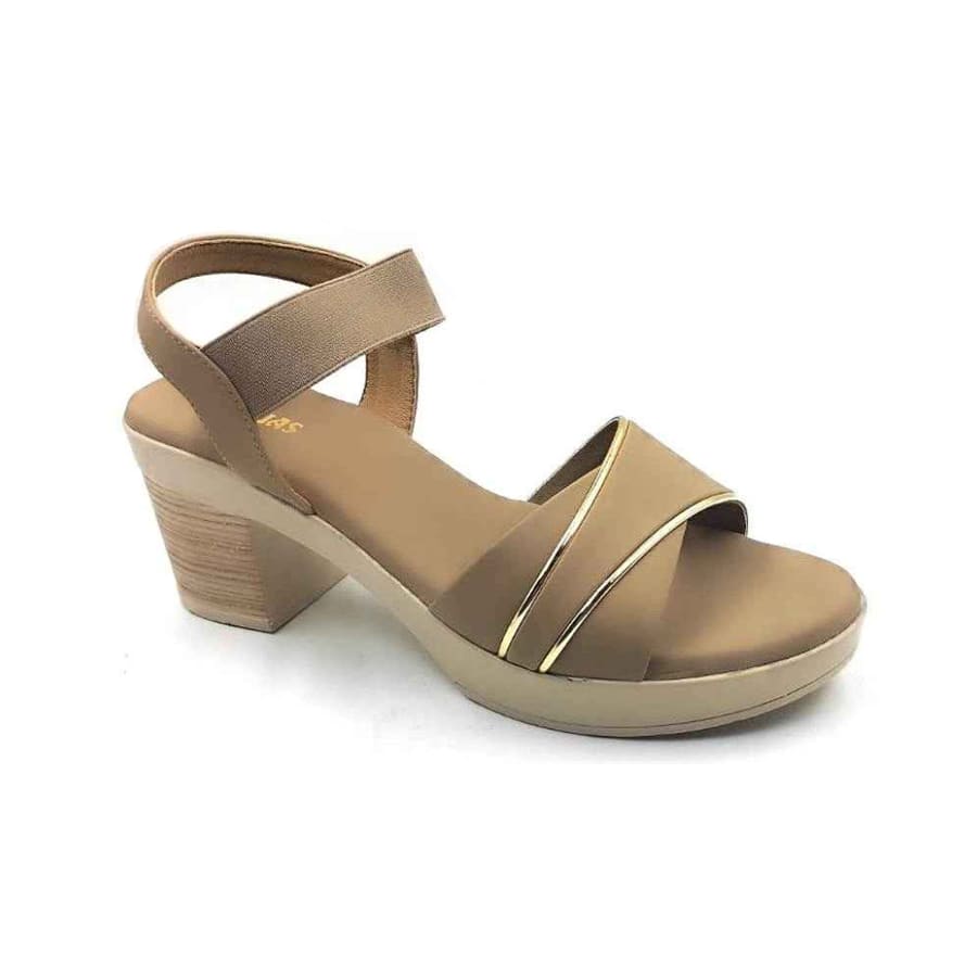 Balujas Beige Block Heel Ladies Sandals