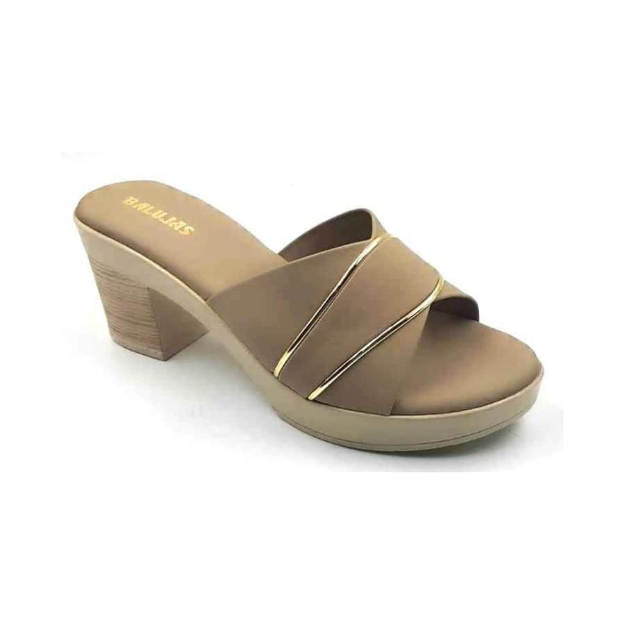 Balujas Beige Block Heel Ladies Slipper