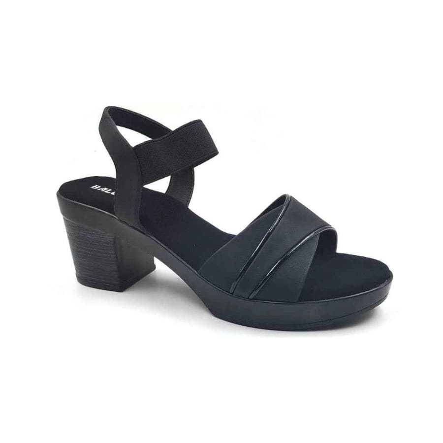 Balujas Black Block Heel Ladies Sandals