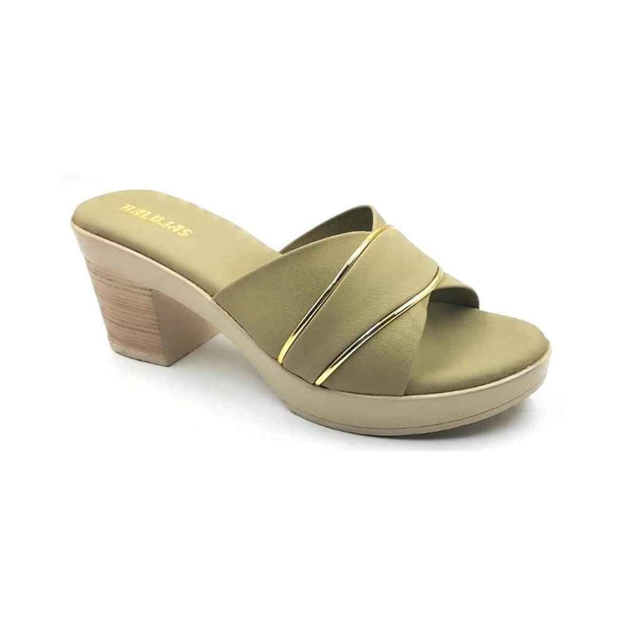 Balujas Green Block Heel Ladies Slipper