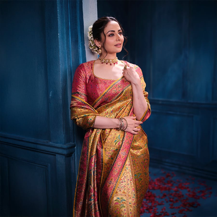 Mustard Silk Weaving Saree Traditional Festive & Wedding Wear